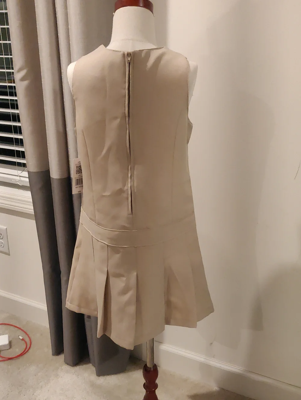 New!Izod Girls Sleeveless Pleated School Dress in Beige Uniform Y2K Cottagecore